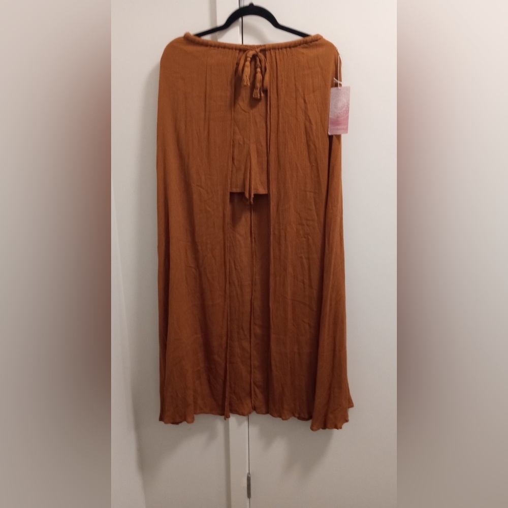 One the lands !!!Boho style rust color long maxi open skort  NWT